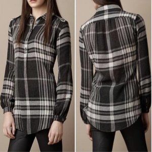 Burberry Brit Black/Grey/Cream Check Crepe Blouse